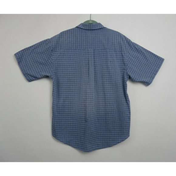 Men Van Heusen Dress Shirt Sz L 16 -16 1/2 Grey W/Black Stripe Plaid Shrt Sleeve - Picture 6 of 6